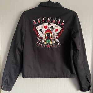 Lucky 13 "Lady Luck"  Women’s Rockabilly/Biker Black Jacket embroidery Sz M Y2K